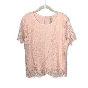 Pink Lacy Top Short Sleeve over Lay by Philosophy